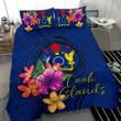  Cook Islands Polynesian Duvet Cover Set Floral With Seal Blue Bedding Set