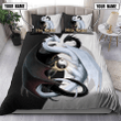  Customize Name Couple Dragon Black And White Bedding Set