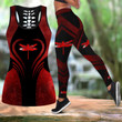 Red dragonfly legging + hollow tankt combo HAC150404 - Amaze Style™-Apparel