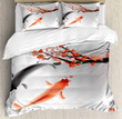  Legendary Koi Fish Band Chinese Good Fortune and Power Icon Tranquil Duvet Cover Set