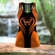 Orange butterfly legging + hollow tank combo HAC160401 - Amaze Style™-Apparel