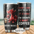  Personalized Name Grumpy Dragon Coffee Stainless Steel Tumbler