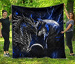  Blue dragon & wolf quilt S