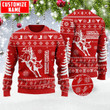  Personalized Name Bull Riding Red Knitted Sweater