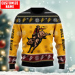  Personalized Name Bull Riding Yellow Knitted Sweater