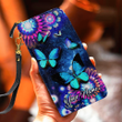  Personalized Name Butterfly With Flower All Over Printed Leather Wallet