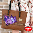  Customized Name Butterfly Printed Leather Tote Bag