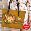  Customized Name Yellow Butterfly Printed Leather Tote Bag