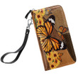  Sunflower Butterfly Printed Leather Wallet