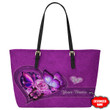  Customized Name Pink Butterfly Printed Leather Tote Bag