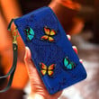  Blue Butterfly Mandala All Over Printed Leather Wallet