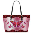 Butterfly Printed Leather Tote Bag