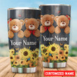  Personalized Teddy Bear With Sunflower Steel Stainless Tumbler
