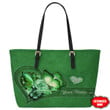  Customized Name Green Butterfly Printed Leather Tote Bag