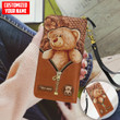  Customized Name Teddy Bear Printed Leather Wallet