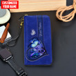  Customized Name Blue Butterfly Printed Leather Wallet