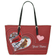  Personalized Name Cardinal Printed Leather Tote Bag