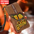  Customized Name Sunflower Butterfly Printed Leather Wallet