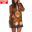  Personalized I Love Teddy Bear All Over Printed Hoodie Dress