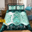  Customized Name Teddy Bear Turquoise Color Bedding Set