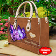  Customized Name Butterfly Printed Leather Bag