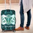  Customized Name Turquoise Butterfly Luggage Cover