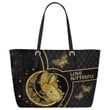  Butterfly Printed Leather Tote Bag