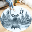  White Deer Hunting Round Rug