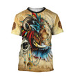 Beebuble Lion And Skull Flower 3D All Over Printed Combo T-shirt + Board Shorts NTN07092201