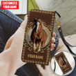 Beebuble Customized Name Chestnut Horse All Over Printed Leather Wallet