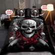 Beebuble Customize Name Couple Skull Art Bedding Set