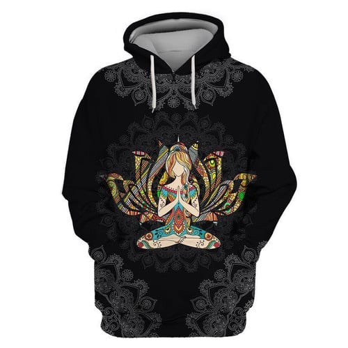 Hippie Yoga Girl With Mandala Symbol 3D All Over Printed Unisex Shirts