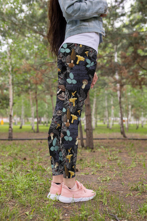 3D All Over Print Mushrooms and leaves of forest trees Legging DC Fashion