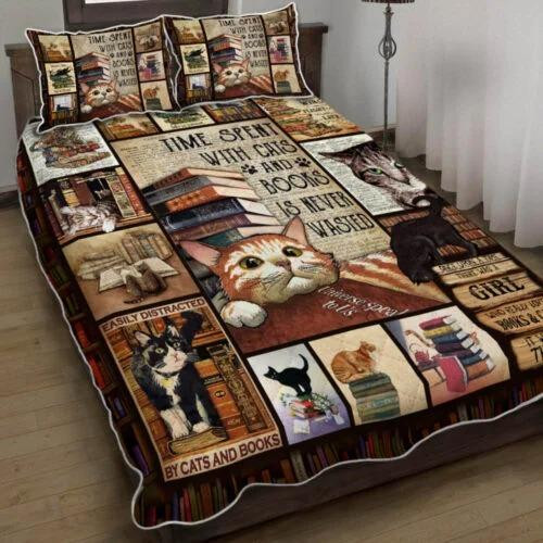 Cats And Books Bedding Set