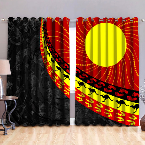 Indigenous Flag Circle Dot Painting Blackout Thermal Grommet Window Curtains
