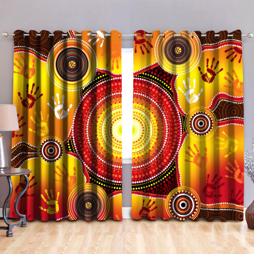 Indigenous Circle Dot Painting Blackout Thermal Grommet Window Curtains