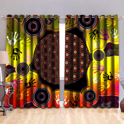Indigenous Circle Dot Painting Hand Art Blackout Thermal Grommet Window Curtains