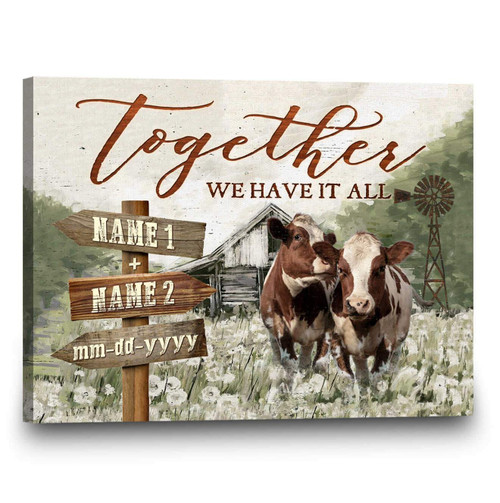 Personalized Wall Art Cow Poster Together We Have It All Farmhouse Decor