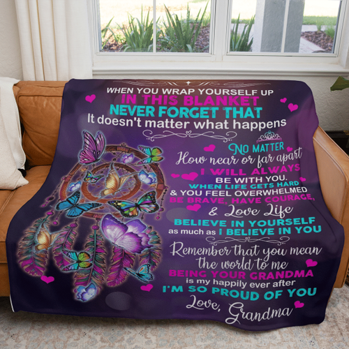 To My Granddaughter Butterfly Blanket