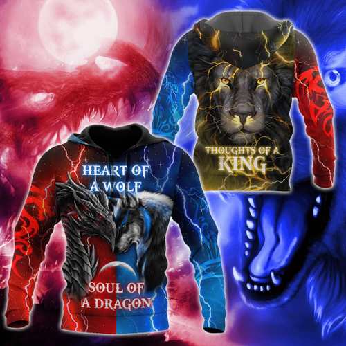The Power Of Three Souls Dragon Wolf Lion 3D All Over Printed Unisex Shirts