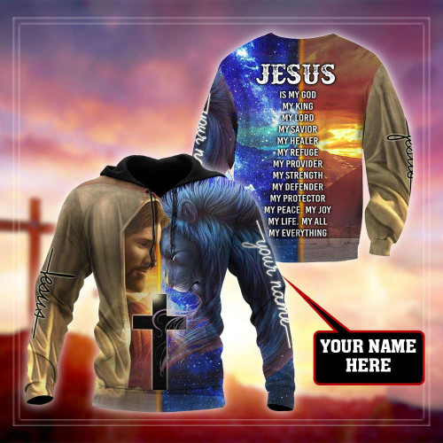 Premium Christian Jesus Lion Easter Personalized Name 3D All Over Printed Unisex Shirts HV