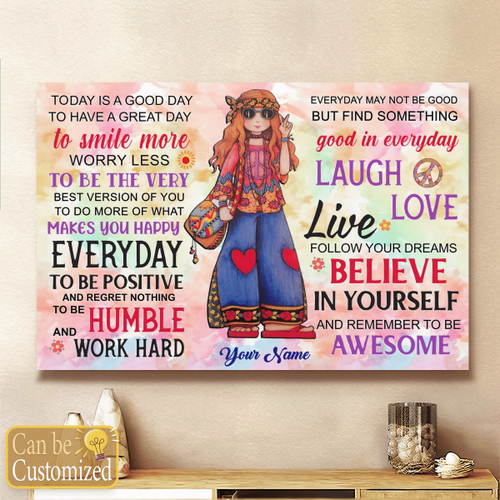 Hippie Girl Live Laugh Love Canvas Poster