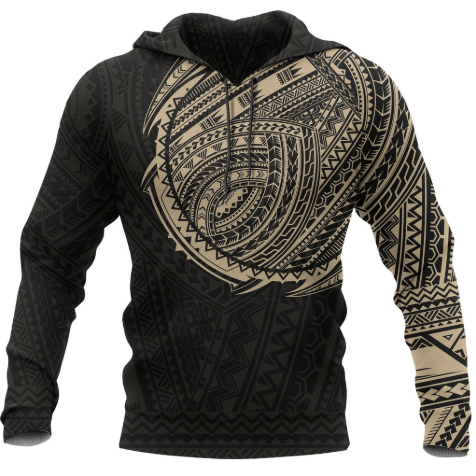 Maori Style Tattoo Pullover Hoodie - Gold A7