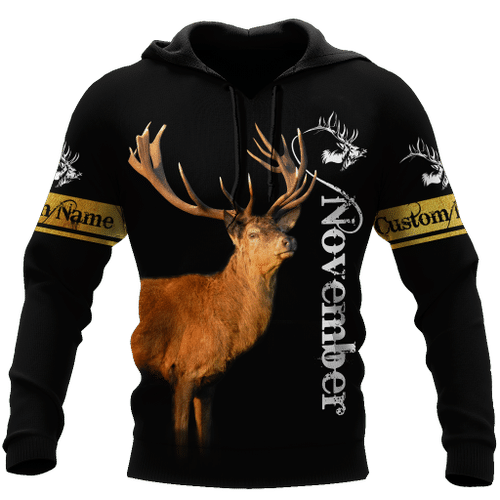 Premium November Deer Customize Name 3D All Over Printed Shirts