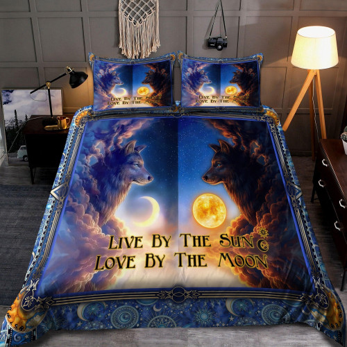 Awesome Sun And Moon Wolves Bedding Set MEI