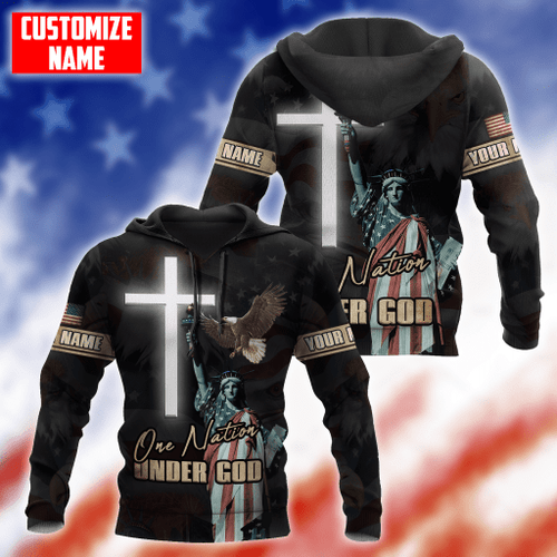 Customized name One Nation Under God 3D All Over Printed Unisex Shirts