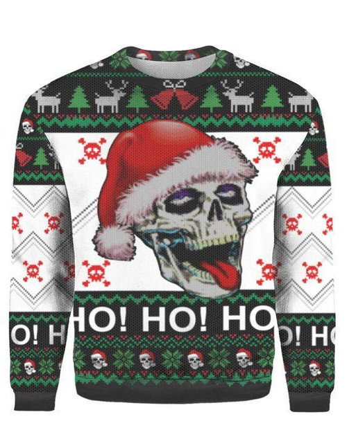 Skull Santa Christmas Ugly Sweater For Men & Women Adult