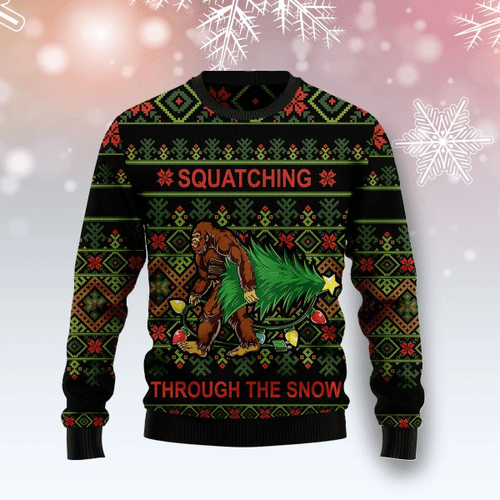 Bigfoot Snow Christmas Sweater For Men & Women Adult