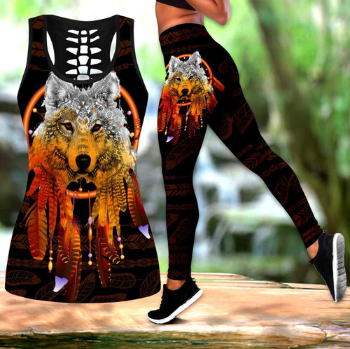 Wolf Native 3D Over Printed Legging & Tank top-ML