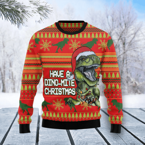 Dinosaur Funny Christmas Sweater For Men & Women Adult